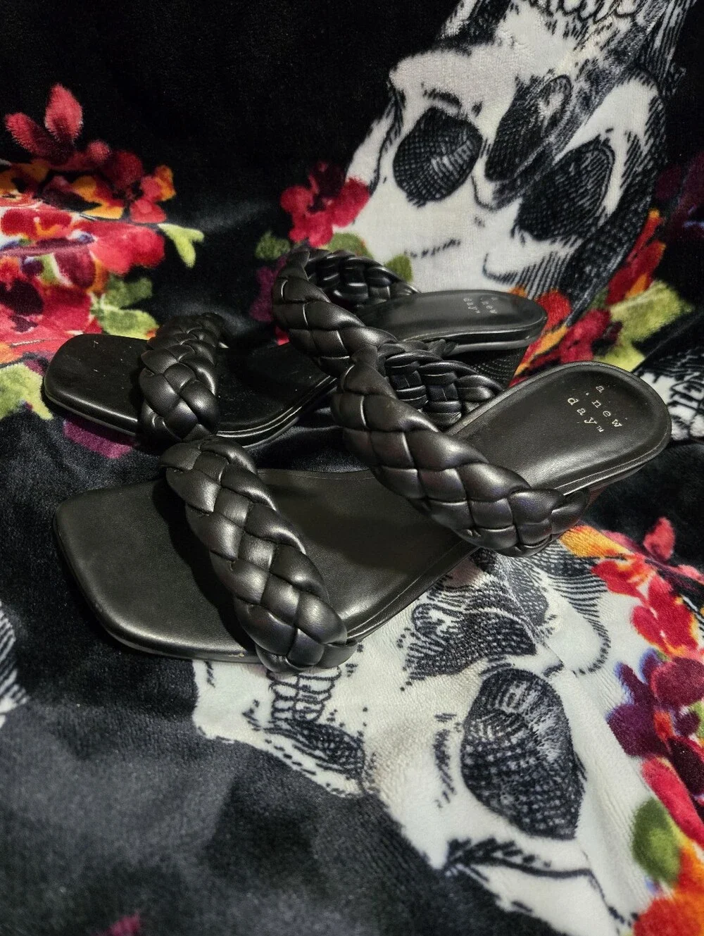 A New Day Black Braided Slide Sandals - Women